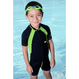 Cressi Kids Swimsuit Long Sleeve, Black/Lime, Long Sleeves, L