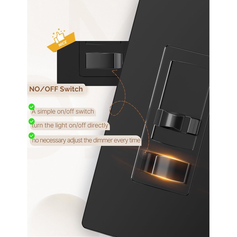 MOES Black Dimmer Light Switches 4 Pack, 3 Way &