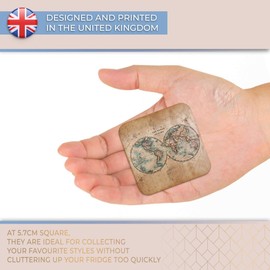 Destination Vinyl ltd Fridge Magnet - World Hemispheres Vintage Style Map 14392