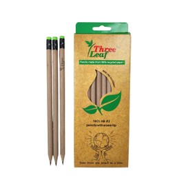 three leaf Recycled Paper Pencils 720 Ct. (Pack of 10 x 72) - 100% Eco Friendly, Earth Friendly Pencil with Latex Free Eraser - Non toxic Wood free Pencil, 2 HB