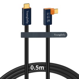 YoungSelly Elbow Male to Male 1.64Ft USB C Cable, Compatible with Thunderbolt 4/3, USB4/3, Supports 240W(48V/5A max) Fast Charging, 40Gbps Data Transfer, 8K Display, and Dual Display 4K.