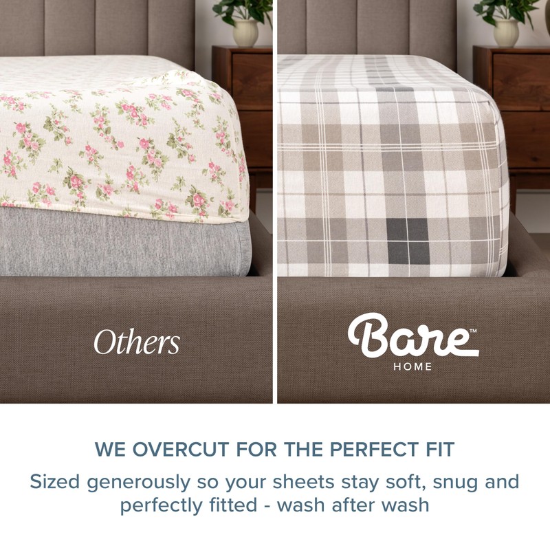 Bare Home Cotton Flannel Sheet Set Prints, 100% Cotton, Velvety