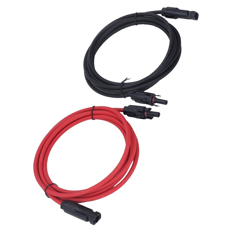 2pcs 12AWG 4mm² Solar Panel Extension Cable Black Red Solar