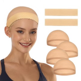 Hebterrka Pack of 2 Wig Caps, Stretchy, Elastic, Breathable, No Slip Wig Grip Tape for Lace Front, Wig Cap with Grip Strap, Wig Accessories