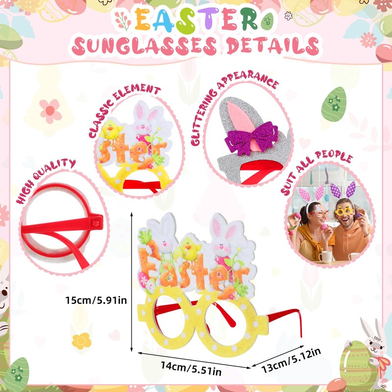24 Pcs Easter Bunny Ears Headbands Glasses Set Easter Party