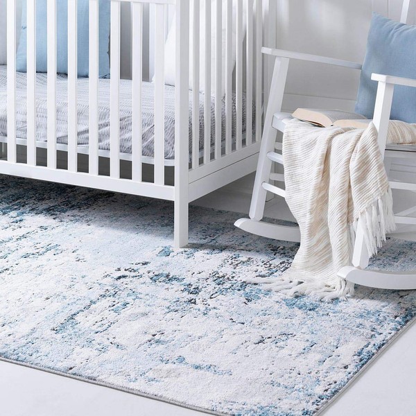 Rugs.com Leipzig Collection Area Rug – 2X3 Blue Low-Pile Rug
