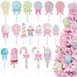 Threehoney 18 Pcs Large Candy Christmas Tree Decorations Lollipop Ornaments Cute Lands Xmas Tree Hanging Decor for Christmas Themed Party Holiday Decorations