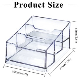 3 Pack Clear Acrylic Business Card Holder,3 Tier Premium Acrylic Clear Business Card Holder Stand for Desk Fits 150 Business Cards