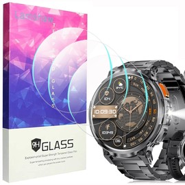 Compatible for LIGE Smart Watch Screen Protector, Lamshaw [3 Pack] 9H Tempered Glass Screen Protector Film Compatible for LIGE FV6 Smart Watch-‎1.85 Inches (Glass-3 Pack)