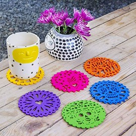 PREZENT MEXICO  Set de Portavasos Coasters Picados, decoracin mexicana                                                                                