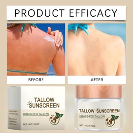 Beef-Tallow Sunscreen Spf 50,A Gentle Formula Suitable for the Whole Family,Organic Grass-Fed Butter Skin Care Cream,Deeply Nourishing Sunscreen Butter,Face Cream for Dry Skin,Facial Moisturizer