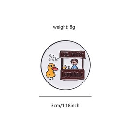 Cartoon Duck & Lemonade Store Design Round Shaped Brooch, Cute Fashion Alloy Badge For Daily Vacation Holiday Party Gift