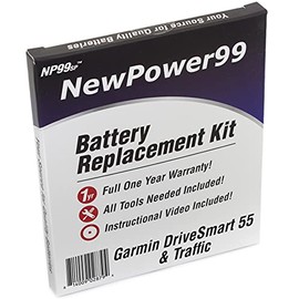 Battery Kit for Garmin DriveSmart 55 & Traffic with Tools, Video Instructions and Battery from NewPower99