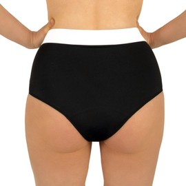 MYLILY Period Bikini Bottoms Black Women's High Waist Bikini Bottoms with White Waistband Periods Bikini High Waist Periods Swimwear for Swimming Periods Swimming Swimming Trunks Black White, black