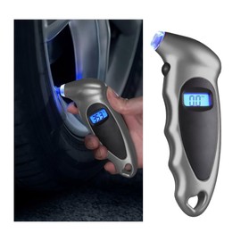 Kewucn Digital Tire Pressure Gauge, 150 PSI 4 Settings for Auto Truck Bicycle, Accurate Tire Pressure Tool with Backlit LCD&Non-Slip Grip, Universal Car Accessories for Pressure Check (Gray)