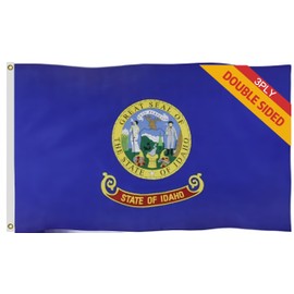 Double Sided Idaho State Flag 5X8 FT,ID State Flags,100D Heavy Duty Durable Polyester Flags with Inner Layer and Sturdy Brass Ring. Vivid Color Outdoor Decor Flags, All Weather, Double Stitched Flags. (5X8)