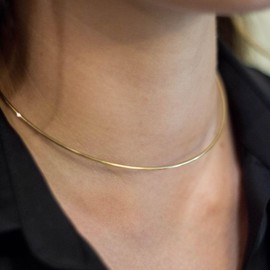 MAJALE Gold and Silver Rigid Necklace, Gold and Silver Choker Gold Plated Women Necklace, Silver Choker Necklace, Stainless Steel, Not Applicable