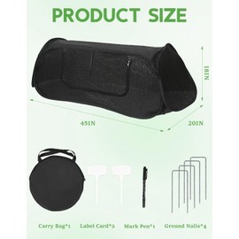 45"×20"×18"Pop Up Plant Shade Tent,Foldable UV Resistant Sun Shade Cloth,Raised Bed Shade Cover with Labels & Stakes,Breathable Garden Mesh Cover with Zipper Door for Vegetables,Fruits,Flowers