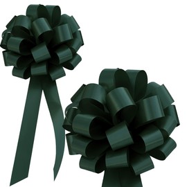 Hunter Green Pull Bows with Tails - 8" Wide, Set of 6, Spring, Thanksgiving, Christmas, Birthday, Anniversary, St. Patrick's Day, Earth Day, Easter