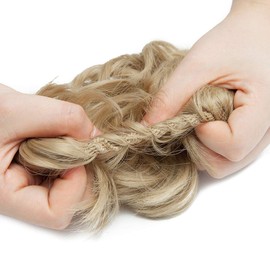 Scrunchy Scrunchie Bun Updo Hairpiece Hair Ribbon Ponytail Extensions Hair Extensions Wavy Curly Messy Hair Bun Donut Hair Chignons Hair Piece Wig Natural Black to Dark Auburn