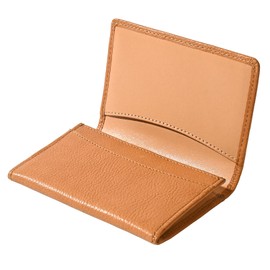 GLOXXON Business Card Holder, Men's, Women's, Genuine Leather, Two-tone, Large Capacity, Card Case, Camel