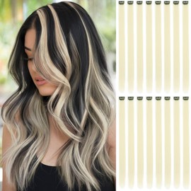 Blonde Hair Extensions Clip in, 16 PCS Synthetic Colored Hair Extensions
