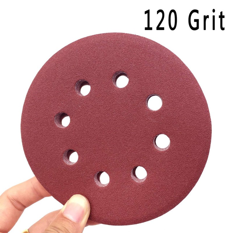 Maveek 50 Pieces 8 Holes Sanding Discs 120 Grit 5