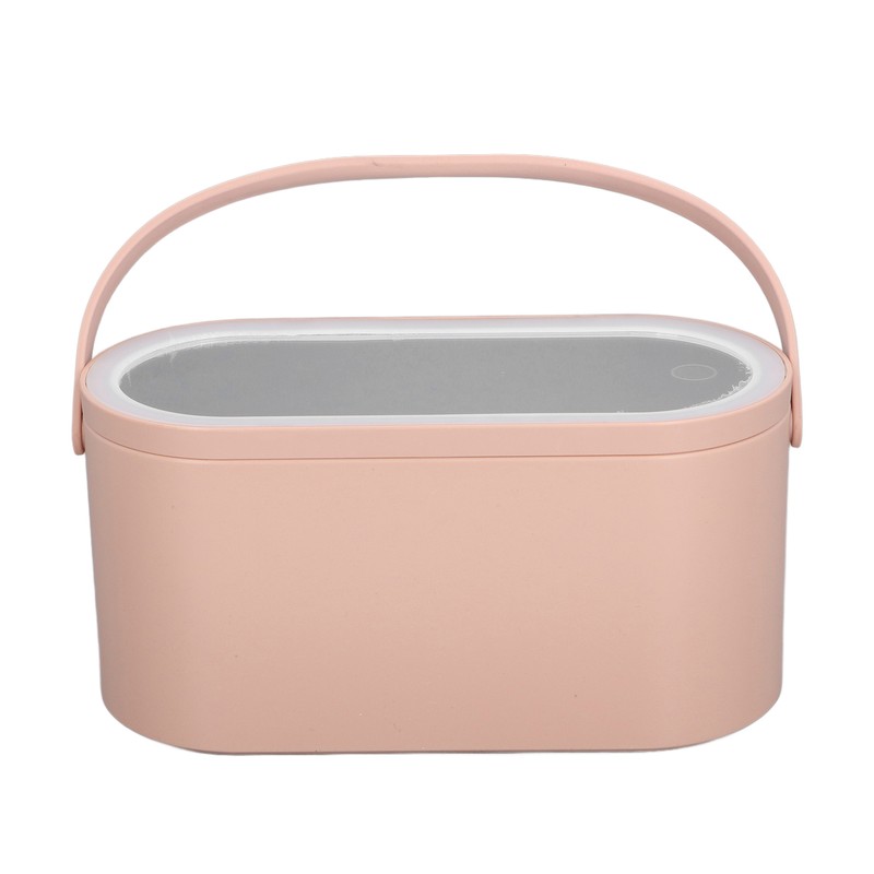 Makeup Case Rotatable Mirror Lid Dimmable LED Light Portable Cosmetic