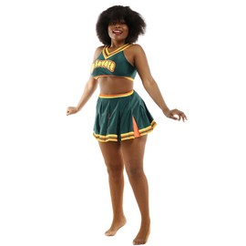 Coskidz Women's Cheerleader Cosplay Costume Top Skirt, Green, Small/Medium