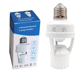 Uuhafsa PIR Motion Sensor Light Socket, E26/E27 Smart Lamp Bulb Holder Adapter Auto On/Off Light Control Suitable for Garage Basement Porch Storage Room (1Pack)