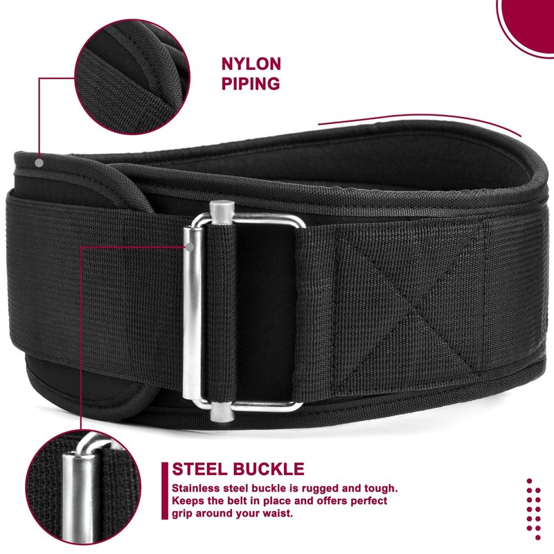 EVO Fitness Weight Lifting Belt AUTO LOCK 6.5” Neoprene Padded