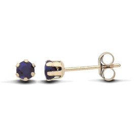 Old English Jewellers 9ct Yellow Gold Blue Sapphire Stud Earrings - Natural Stones - Solid 9K GOLD