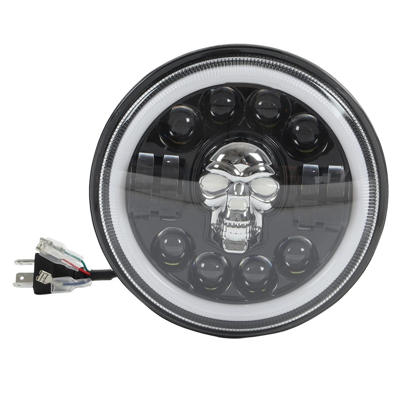 Motorcycle LED Headlight, 7in Round Motorcycle LED Angel Eye Headlight
