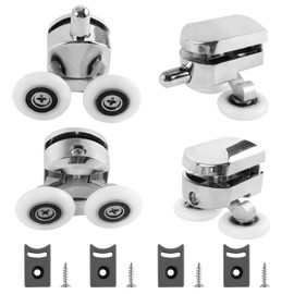25mm Shower Door Rollers 4Pcs Shower Door Wheels for 4-6mm Glass, Replacement Sliding Shower Door Runners Fit Holes 14mm, Shower Enclosure Accessories for Curved Doors(2 Top & 2 Bottom Rollers)