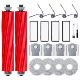 Fixbetter Accessories Kit for Roborock QV 35A / QV 35S / QR 798 / QR 598 Robot Vacuum Cleaner, 2 Main Brushes, 4 HEPA Filters, 4 Mop Pads, 4 Side Brushes, 4 Dust Bags, 1 Cleaning Brush, 1 Screwdriver