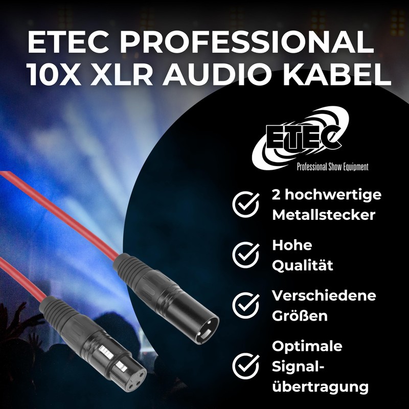 ETEC , XLR Cable, Microphone Cable, XLR Male to XLR