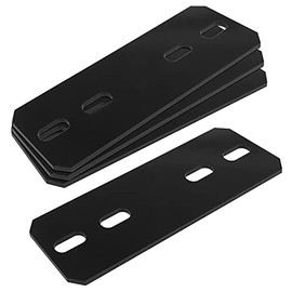 heneng 4 Pcs 10" x 3" Heavy Duty Flat Mending Plate for 4x4 Lumber, Black Slotted Repair Bracket, Fits 1/2" Bolts, 9 Gauge Steel