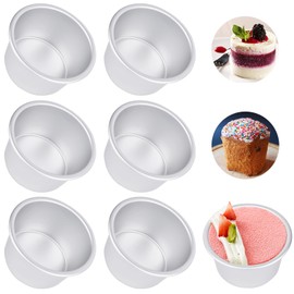 Kokila Molde para Tartas, Juego de 6 Moldes Redondos, Moldes para Pasteles de Aluminio, Mini Molde para Hornear de 4 Pulgadas, para Hornear Mini Pasteles, Postre y Quiches, para Horno y Lavavajillas