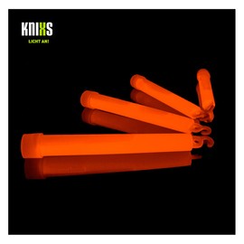 KNIXS Pack of 25 Power Glow Sticks (15 cm) with Special Hooks and Mounting Strap - Orange Luminous for Party, Festival, Outdoor or as Decoration