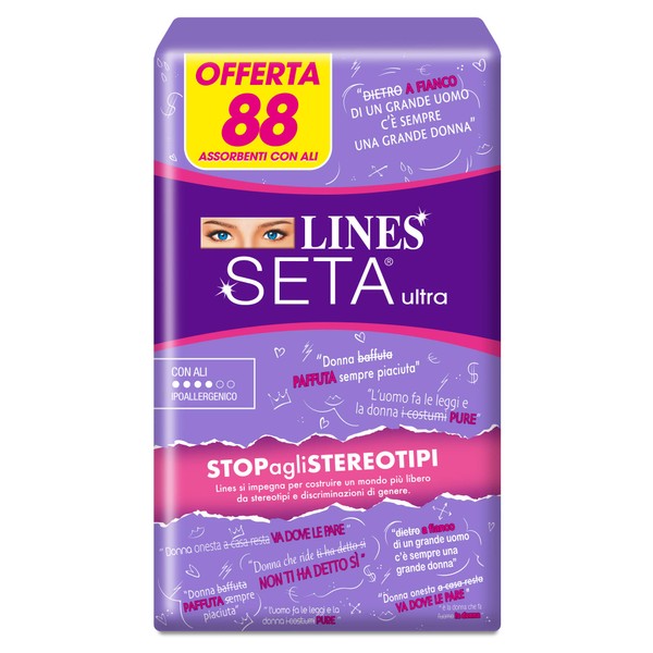 Lines Ultra Day Silk Pads with Wings, Pack of 88