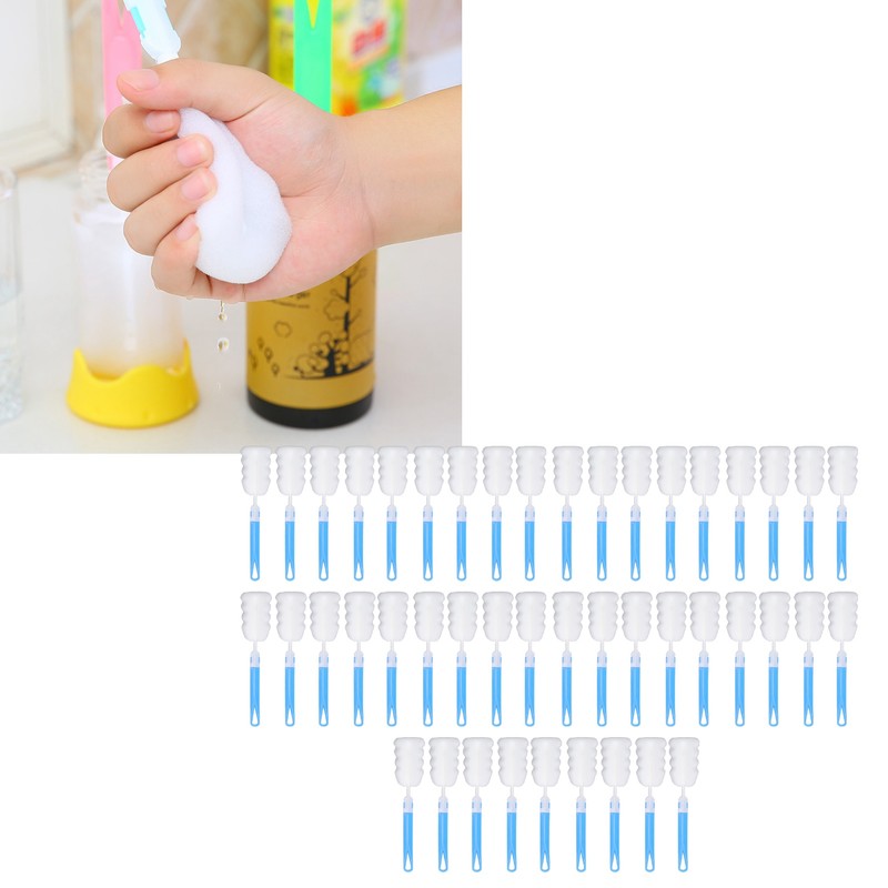 50pcs Bottle Sponge Brush Long Handle Cup Cleaning Sponge Brush