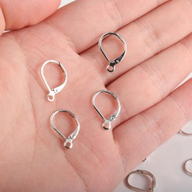 ALEXCRAFT 925 Sterling Silver Earring Hooks Earring Lever Back Ear Hooks French Dangle Ear Hooks Silver Earrings Make Your Own Set, Ear Hooks Earrings Hoop Clasp Accessories 8/10 Pieces, Silver