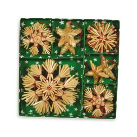 Straw Stars Assortment I 4-10 cm Pack of 16 Indoor Christmas Tree Decorations
