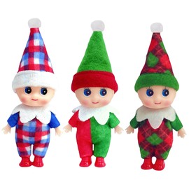 3pcs Mini Christmas Baby Elf Dolls for Girls Boys,Cute Little Elfs Twins Christmas Baby Elves,Small Elf Baby Doll Novelty Toys Tiny Christmas Dolls Elf Accessories for Kids Gift Xmas Stocking Stuffers