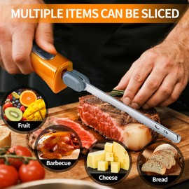 Crudetea Electric Knife, Electric Carving Knife Set with Two Serrated Stainless Steel Blades, Carving Fork, with Non Slip Handle, Safety Lock and Storage Case for Meat, Bread Fish,Other and Foods.