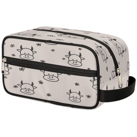 Shawcampfloor Floral Cosmetic Makeup Bag Organizer - Aesthetic Portable Reusable Zipper Travel Pouch Purse Toiletry Bags for Women Girls, Brush & Accessories Storage (Cattle)