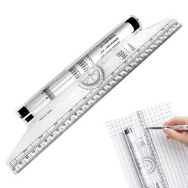 PAVIKE Rolling Ruler, Parallel Ruler, Rolling Ruler, 11.8 inches (30 cm), Plastic, Practical Measurement, Versatile Ruler, Convenient Ruler, Drafting, DIY, Protractor, Linear, Parallel, Angle,