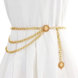 Nieeweiy Women Trendy Multilayer Metal Link Waist Chain Waist Belt Long Tassel Belly Chains Waistbands Body Jewelry (style1)