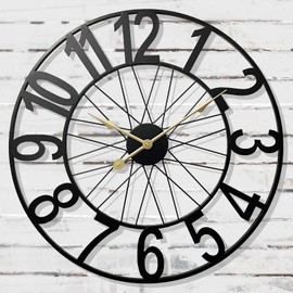 AOJIATI Large Outdoor Clock, 24 Inch Outdoor Wall Clock Battery Operated, Modern Black Metal Clock for Patio, Pool Area, Kitchen, Garden, Deck, Farmhouse, Living Room Decor