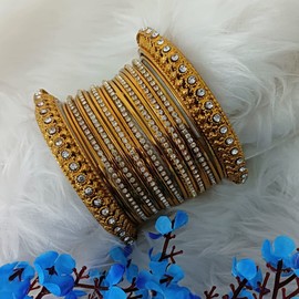 Efulgenz Oxidized Gold Bangles & Bracelets - Crystal Rhinestone Boho Indian Jewelry for Women